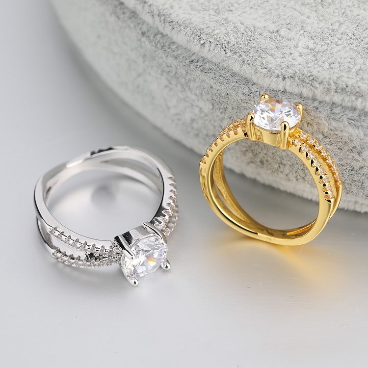 Anillo de boda de plata 925 personalizado, joyería de moda, piedra de diamante