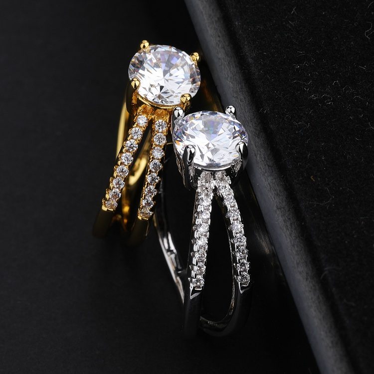 Anillo de boda de plata 925 personalizado, joyería de moda, piedra de diamante