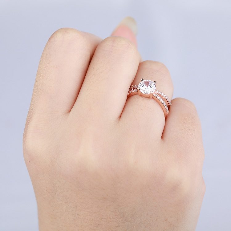 Anillo de boda de plata 925 personalizado, joyería de moda, piedra de diamante