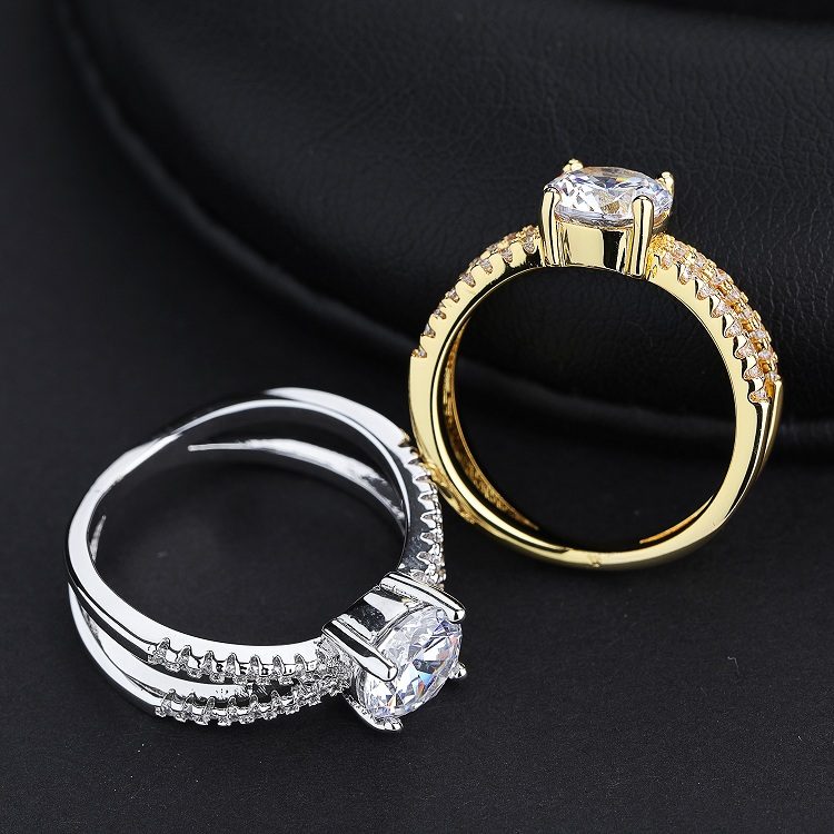 Anillo de boda de plata 925 personalizado, joyería de moda, piedra de diamante