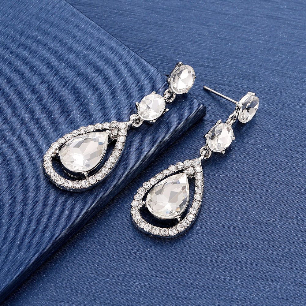 Pendientes colgantes de cristal diseño simple de boda
