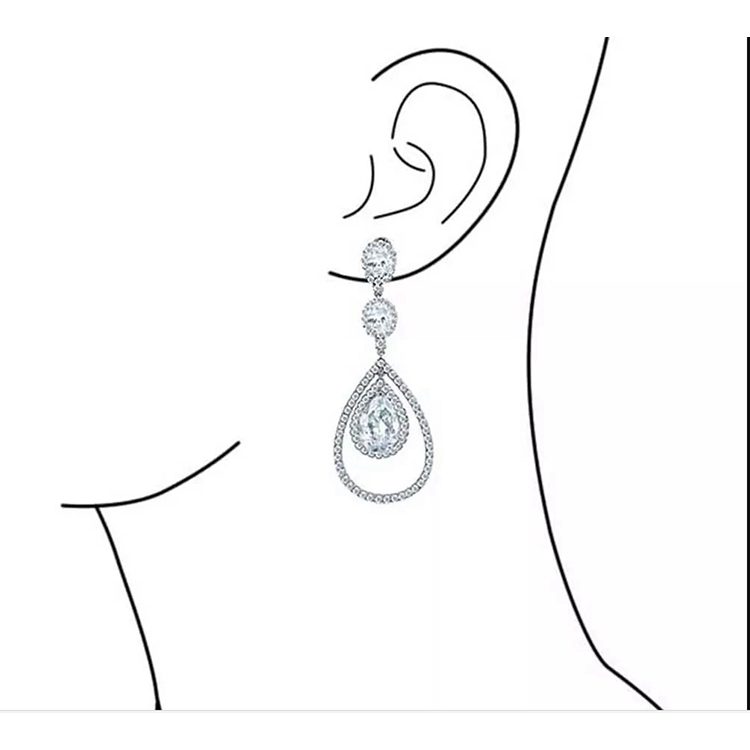 Pendientes colgantes de cristal diseño simple de boda