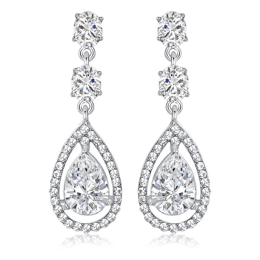 Pendientes colgantes de cristal diseño simple de boda