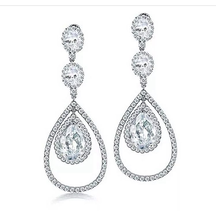Pendientes colgantes de cristal dise&ntilde;o simple de boda