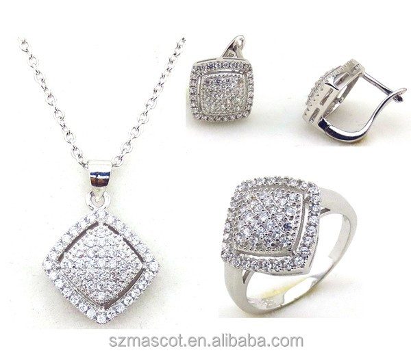 Estilo de Oriente Medio blanco chapado en oro conjunto de joyas de Zirconia cúbica