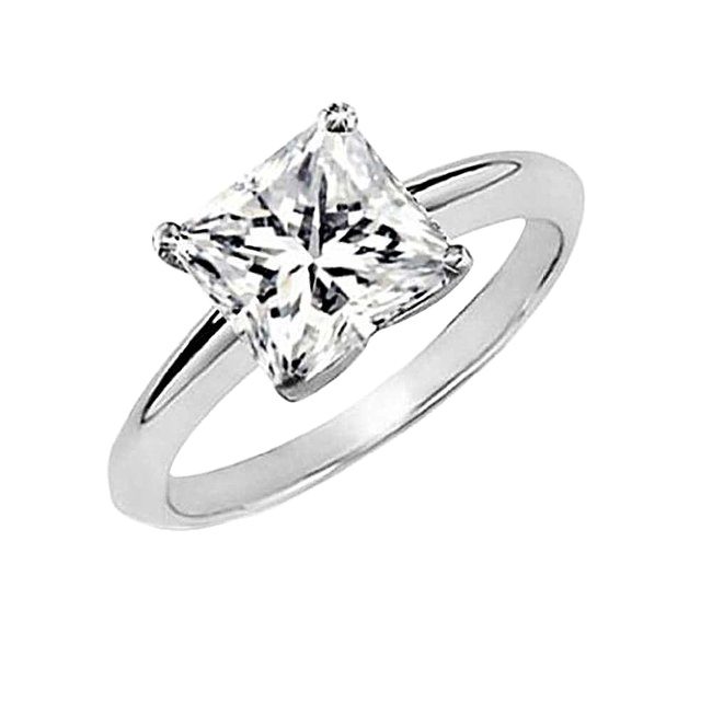 Anillo Sencillo de Plata de Ley con Diseño Cuadrado y Piedra de Circonita Cúbica, Tailandia