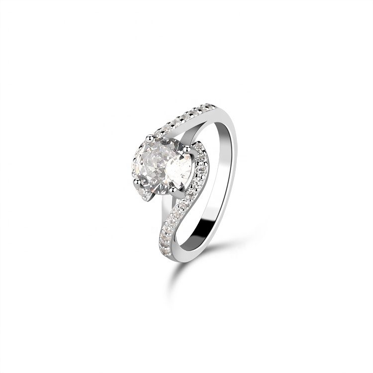 Conjuntos de anillos de Baguette de ansiedad chapados en plata con diamantes de moissanita de lujo personalizados para pareja, joyería de compromiso de boda