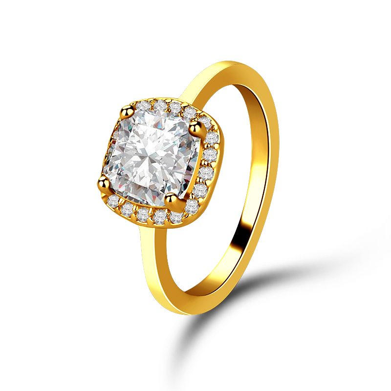 Oro blanco de la boda de diamante de mujer, anillo de plata esterlina con piedra Vintage anillo de circón