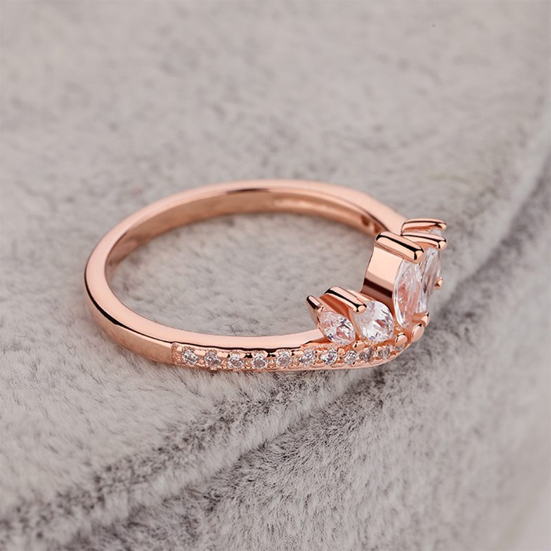 Anillo de compromiso de plata de ley y oro rosa para parejas