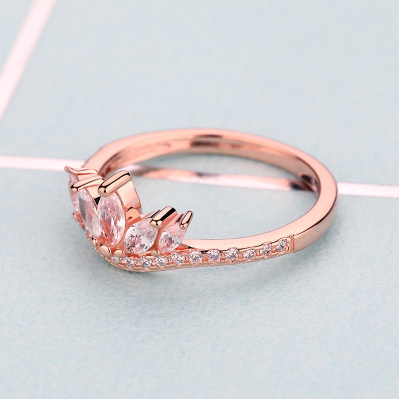 Anillo de compromiso de plata de ley y oro rosa para parejas