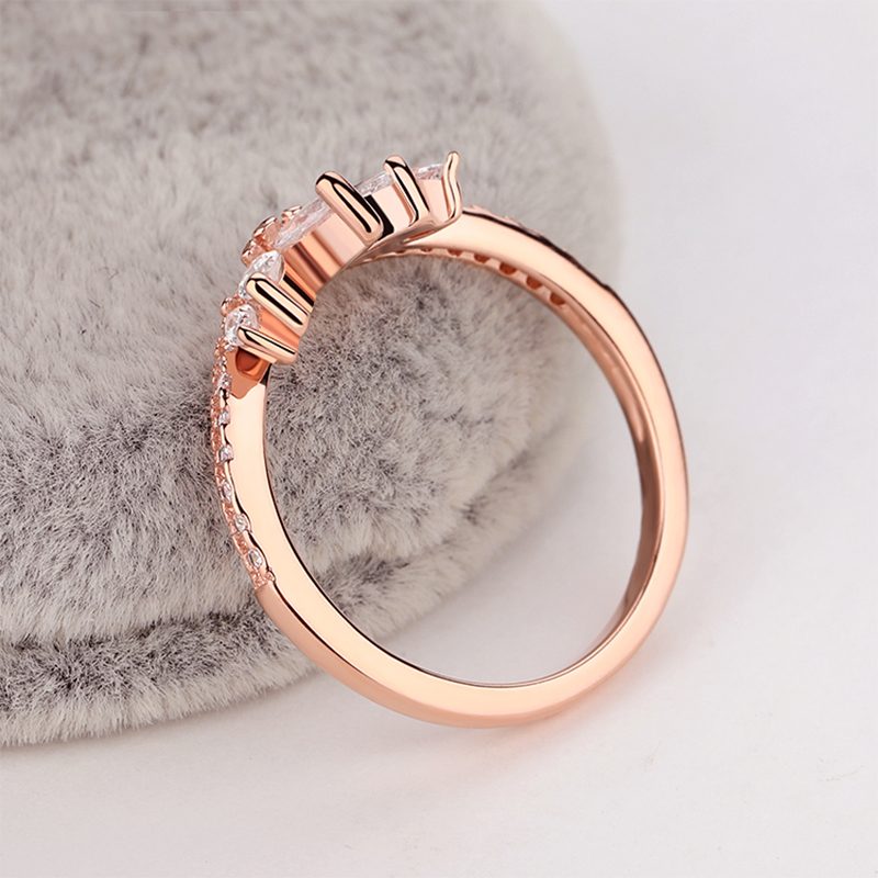 Anillo de compromiso de plata de ley y oro rosa para parejas