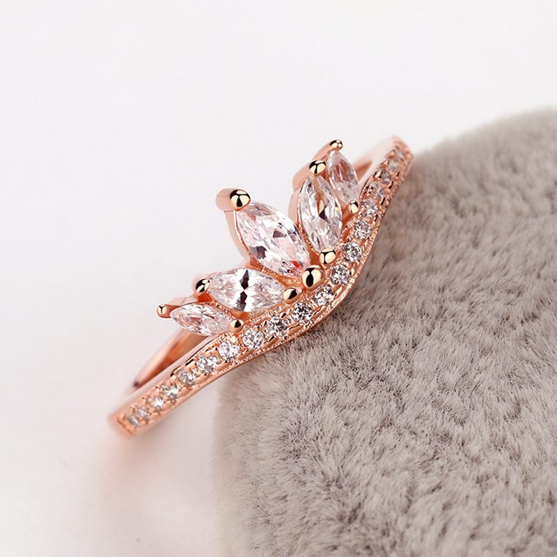 Anillo de compromiso de plata de ley y oro rosa para parejas