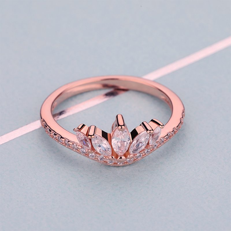 Anillo de compromiso de plata de ley y oro rosa para parejas