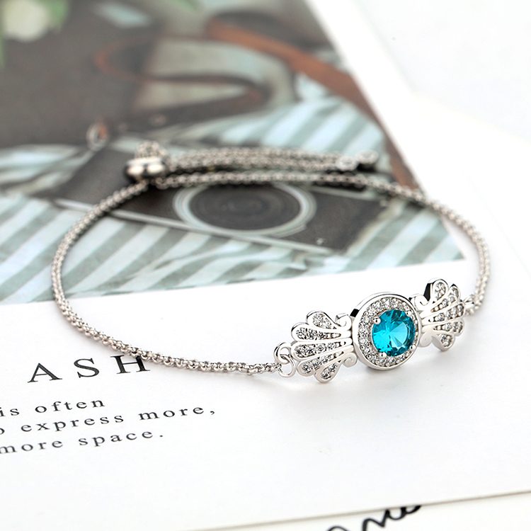 Nueva pulsera de moda joyas de cristal azul de Plata de Ley 925 pulsera de plata de la joyería de las mujeres 2020
