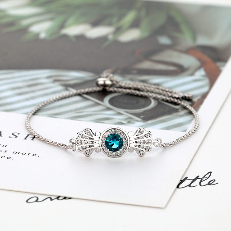 Nueva pulsera de moda joyas de cristal azul de Plata de Ley 925 pulsera de plata de la joyería de las mujeres 2020