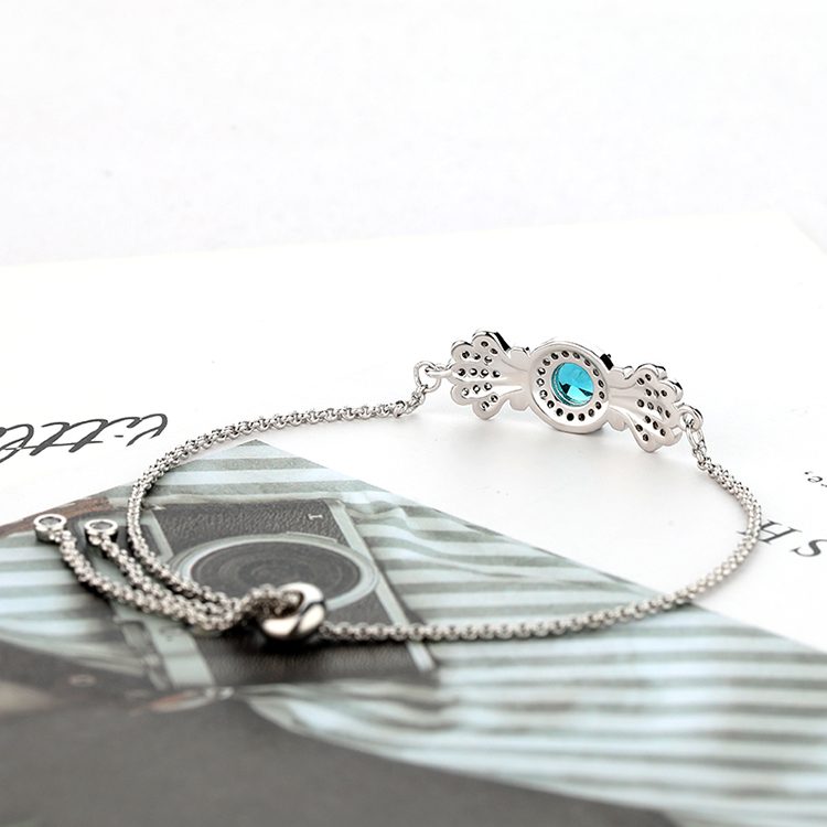 Nueva pulsera de moda joyas de cristal azul de Plata de Ley 925 pulsera de plata de la joyería de las mujeres 2020