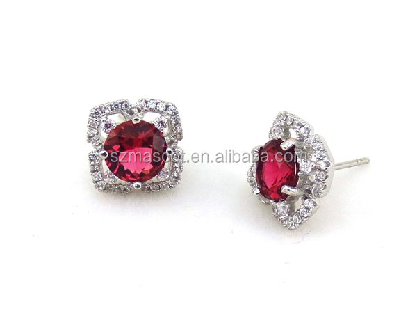 Conjuntos de joyería de plata 925 de cristal rubí de diseño personalizado
