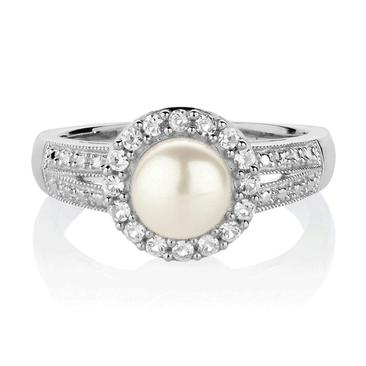 Anillo de plata esterlina imágenes de joyería de perlas