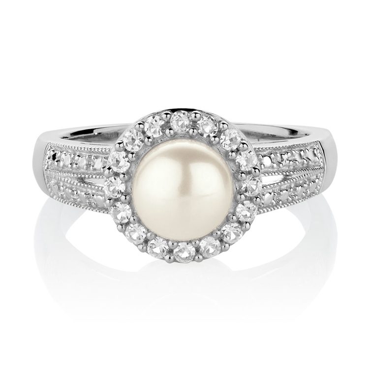 Anillo de plata esterlina imágenes de joyería de perlas