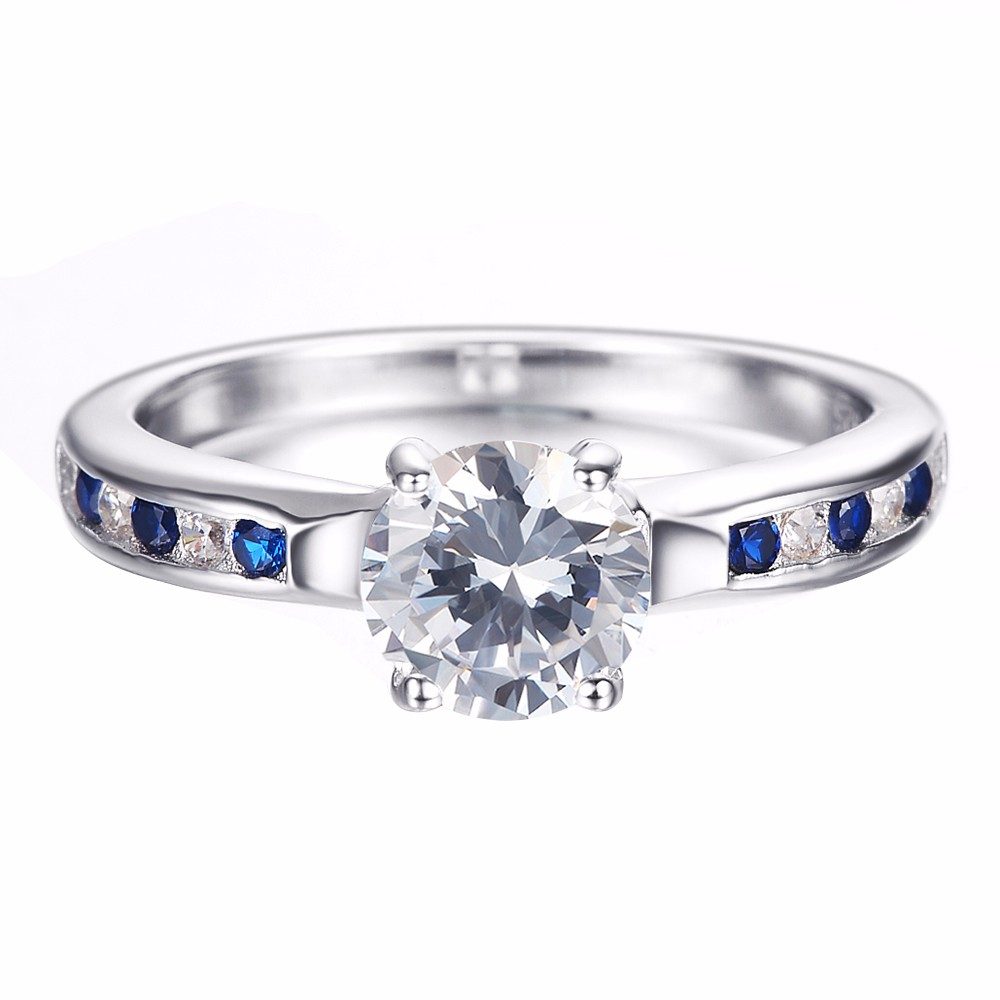 Anillo de Plata de Ley 925 con gemas de circonia cúbica de cristal, joyería para mujeres