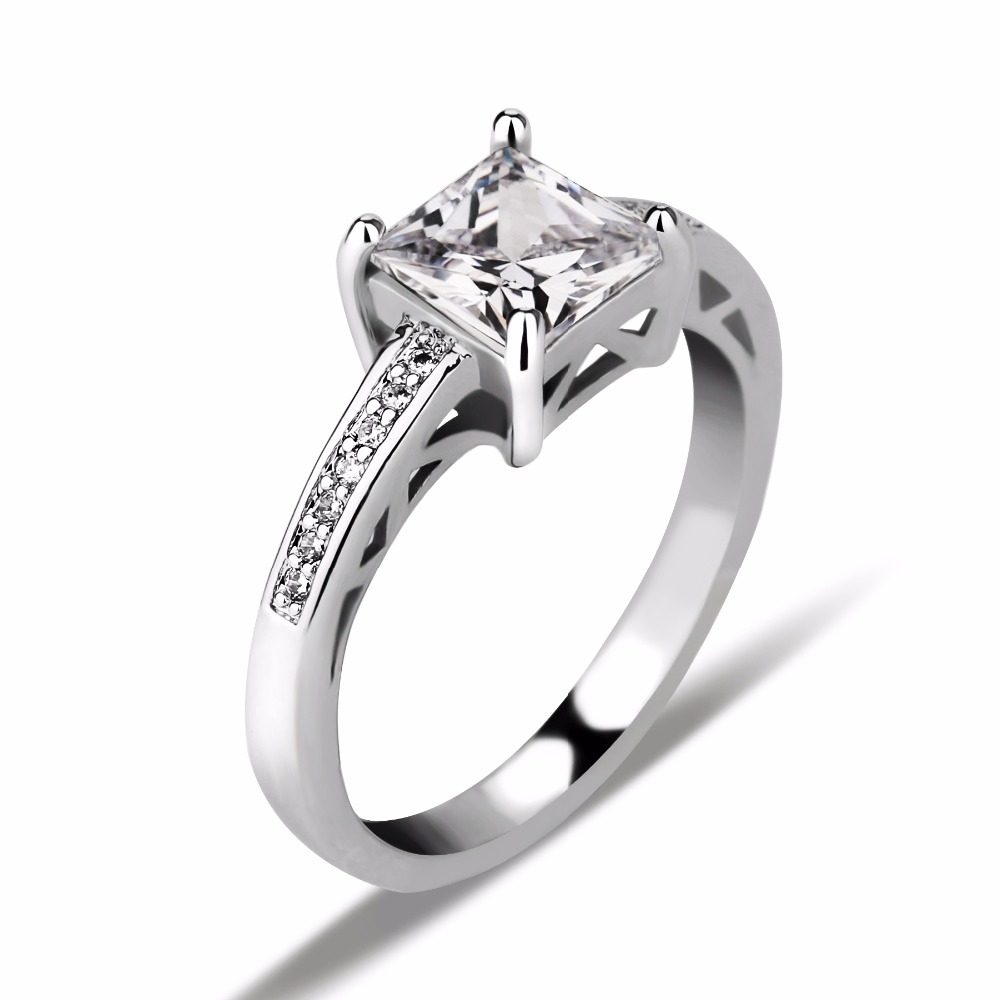 Anillos de Laboratorio Cuadrados en Existencia, Anillos de Compromiso con Cierre de Anillo, Joyería de Muestra, Diseños de Anillos de Boda de Latón Personalizados para Mujer, Mascota de Circonio, 1 Pi