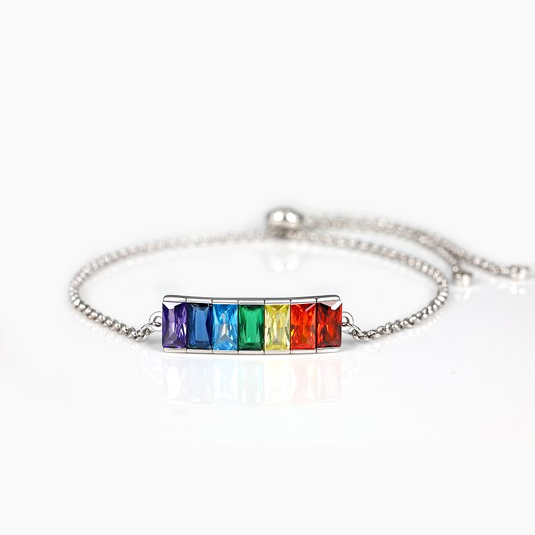 Pulsera fina de Plata de Ley 925 pulsera de plata para mujer Multi-Color de cristal de joyería de moda