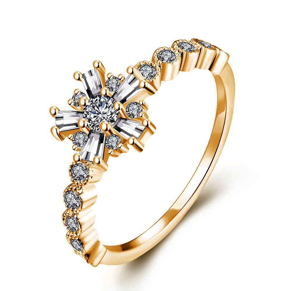 Anillo de compromiso de moda para mujer, flor de oro, anillos de pareja de circón de Plata de Ley 925 para bodas y compromiso IGI, 5 uds.