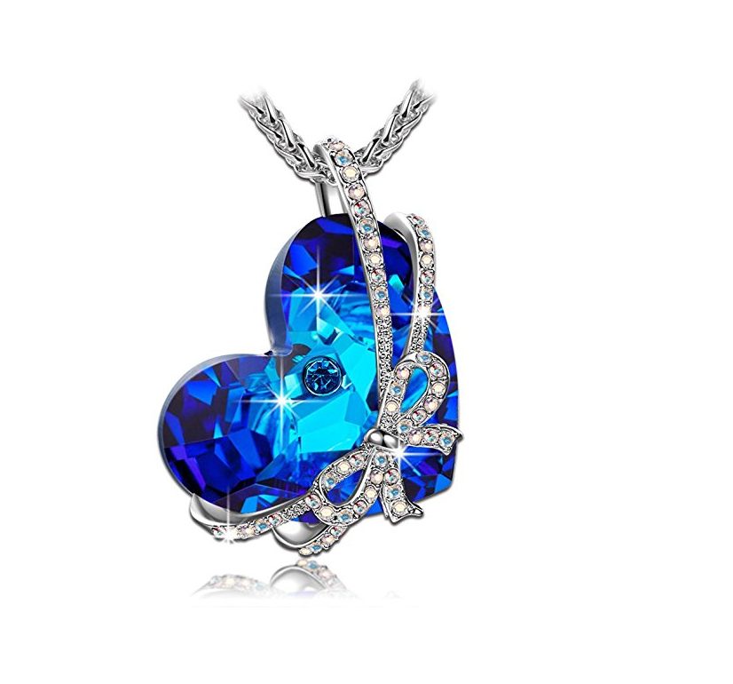 Collar de Plata 925 con Colgante de Cristal Corazón Oceánico, Joyería de Oro, Bonito, Personalizado, Bañado en Oro, Cuentas, Mascota, Plata Premium 5A
