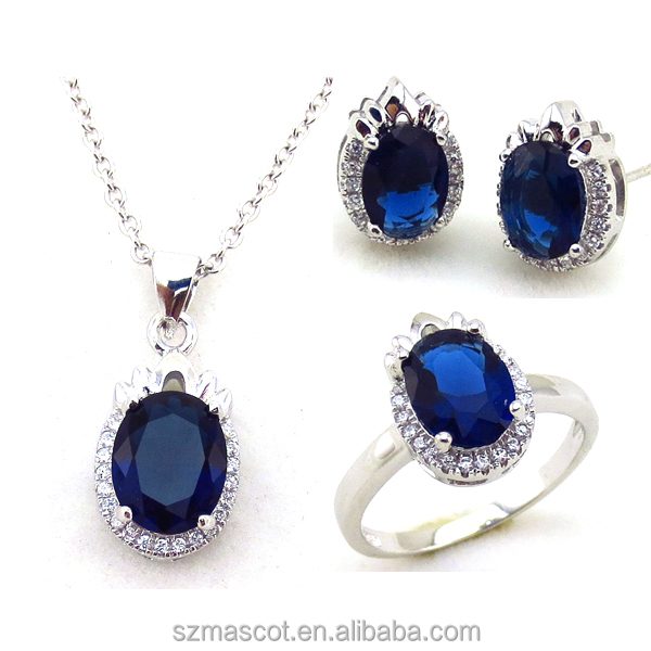 Collar de cristal de Metal más Popular colgante, anillo y pendientes juego de joyas de cena de moda
