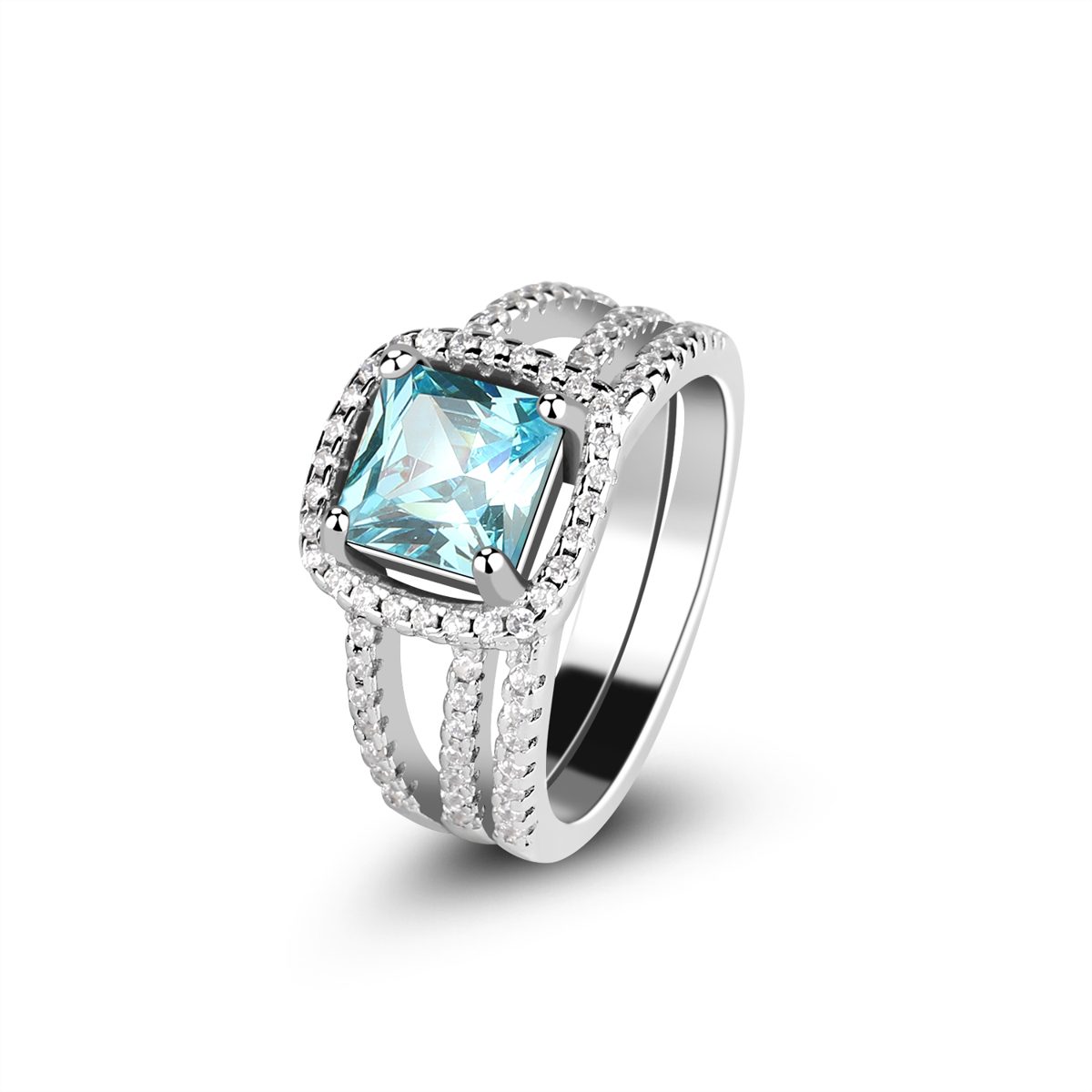 Anillos de Plata de Ley 925 Personalizados con Mascota, Anillos de Compromiso y Matrimonio Redondos con Circonita 5A para Mujer