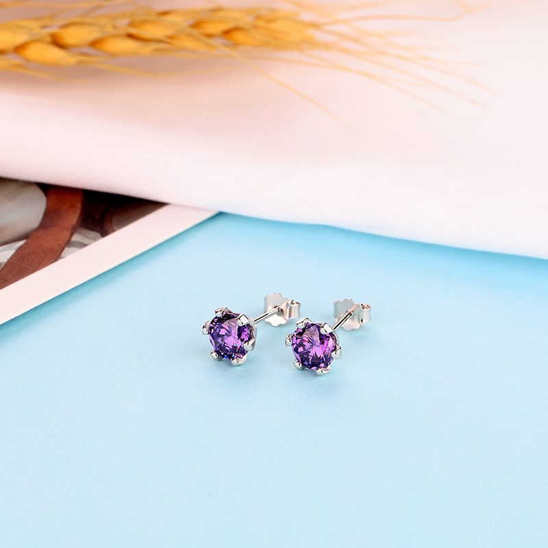 PET-pendientes de plata de ley 925 con circonita cúbica, joyería con cierre de tuerca