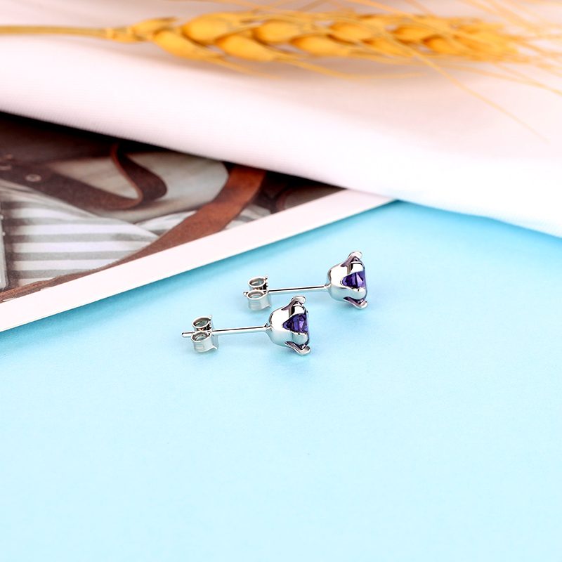 PET-pendientes de plata de ley 925 con circonita cúbica, joyería con cierre de tuerca