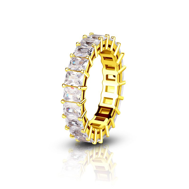 Anillo de Circonita Cúbica Chapado en Oro de 18K Personalizado con Mascota, Anillo de Diamante de Circonita Cúbica Chapado en Oro para Hombre y Mujer