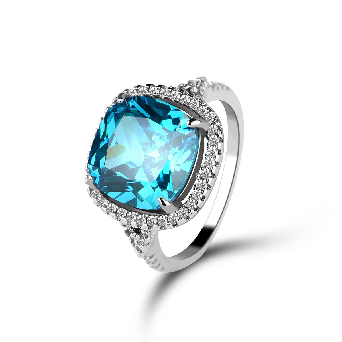 Anillos de Compromiso Vintage de Plata 925 con Piedra de Tanzanita Ovalada Grande Personalizados con Mascota para Mujer