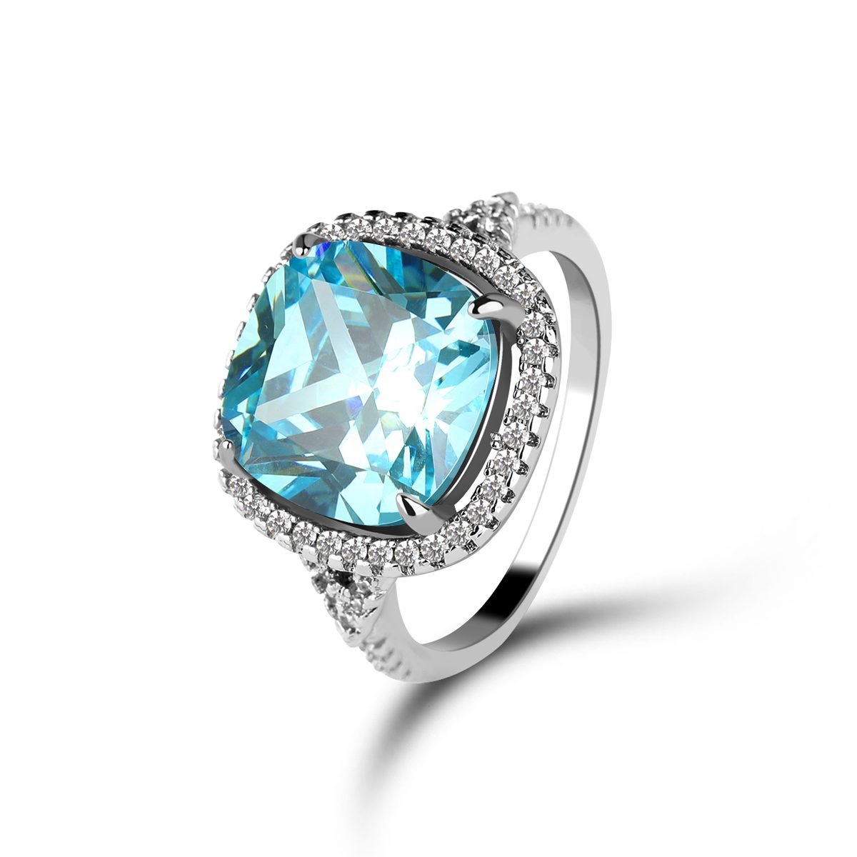 Anillos de Compromiso Vintage de Plata 925 con Piedra de Tanzanita Ovalada Grande Personalizados con Mascota para Mujer
