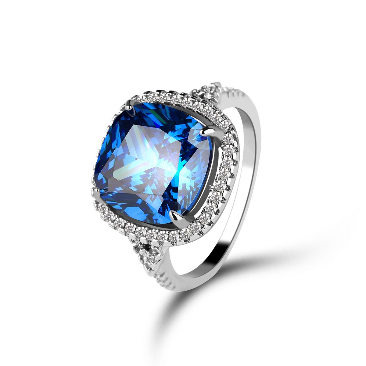 Anillos de Compromiso Vintage de Plata 925 con Piedra de Tanzanita Ovalada Grande Personalizados con Mascota para Mujer