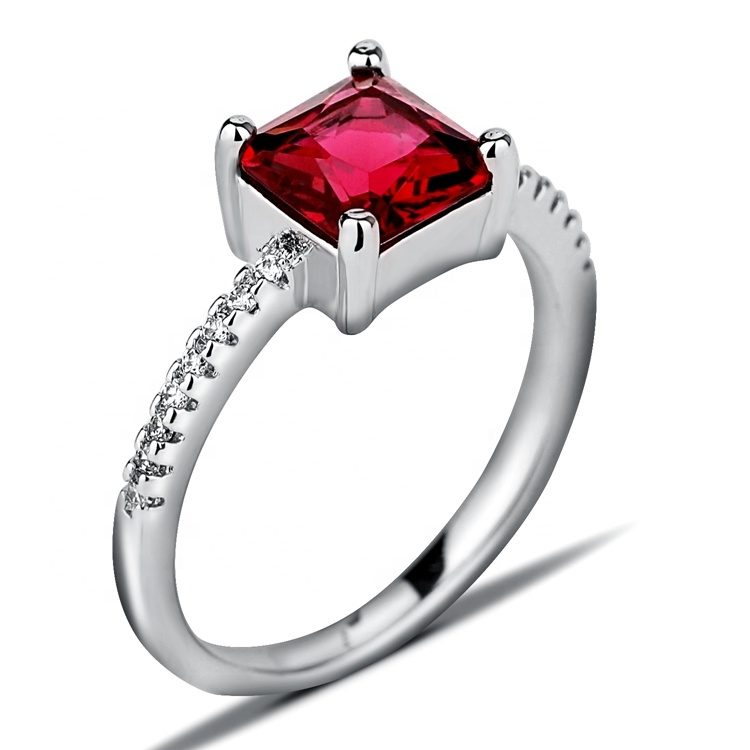 Anillo cuadrado de Plata de Ley 925, anillo ajustable de circonia, moissanita de 1 quilate