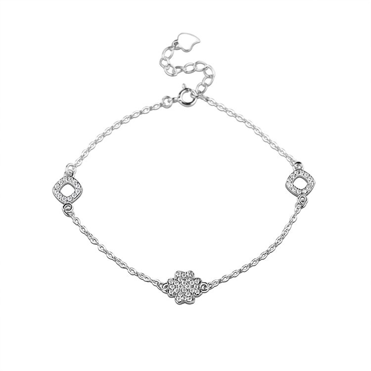 Pulsera de flores de nieve al por mayor, joyería fina, morganita CZ, pulsera clásica de Plata de Ley 925 para mujer