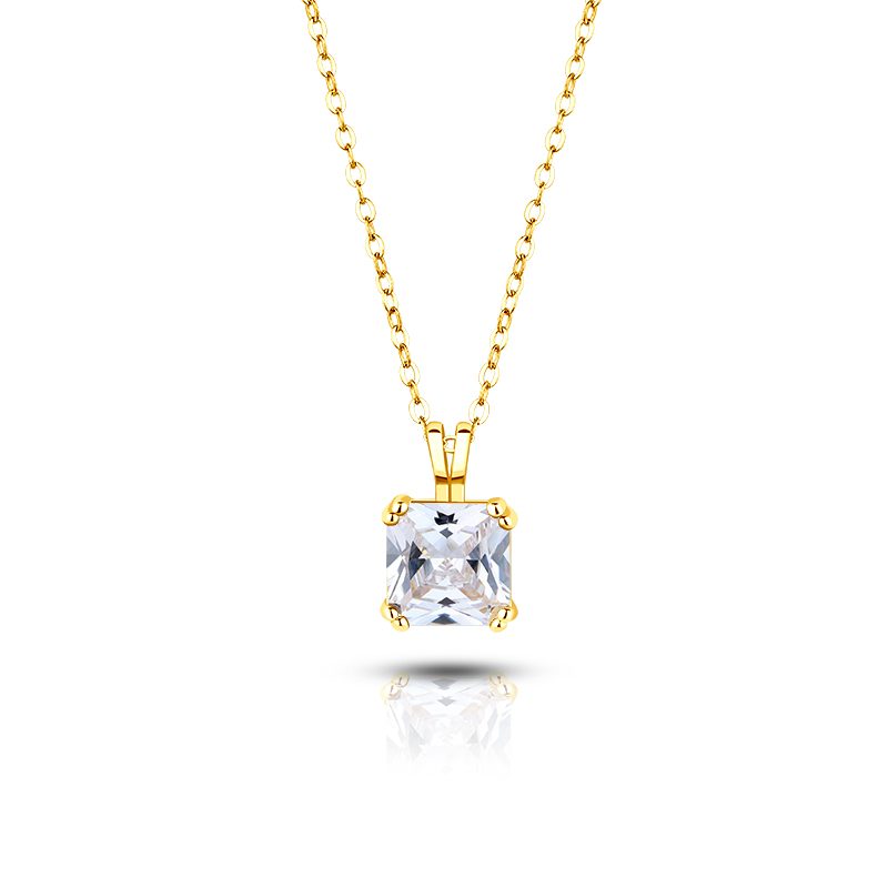 925 collar de eslabones de cadena chapados con colgante de piedras preciosas cuadradas joyería mascota de oro al por mayor logotipo personalizado de plata Shenzhen 30 Uds