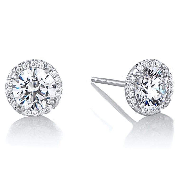 Pendientes de joyería con diamantes, con logotipo personalizado, dijes de mascota, anillos E065 de plata de ley 925 para engaste de perlas