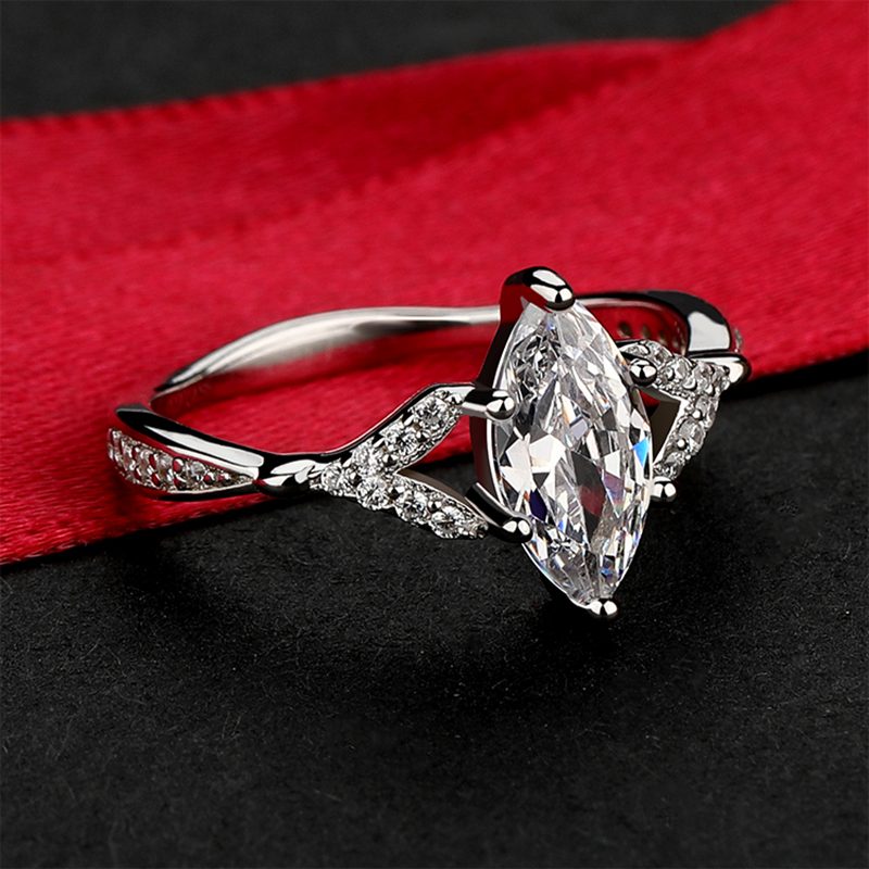 Anillos de plata 925 lágrima femeninos personalizados con circonita cúbica