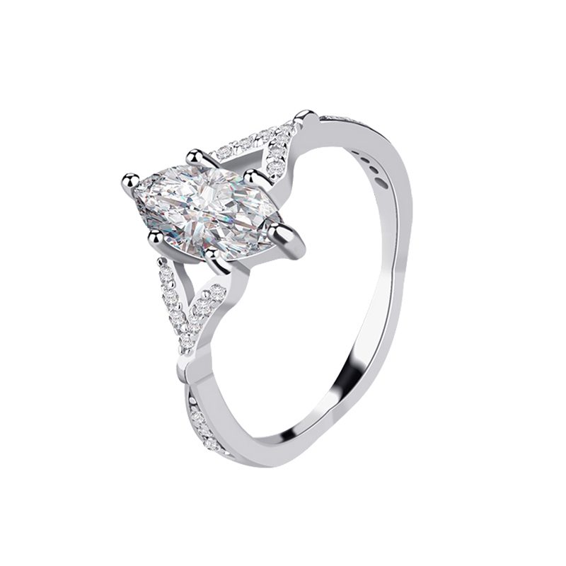 Anillos de plata 925 l&aacute;grima femeninos personalizados con circonita c&uacute;bica