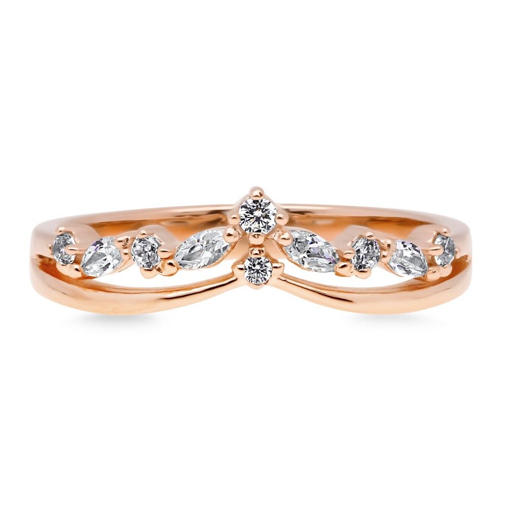 Anillos de Boda en Forma de Corona de Plata de Ley con Baño de Oro Rosa