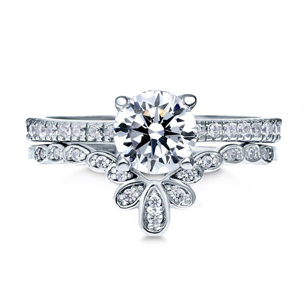 Joyería de plata de ley 925 chapado en oro blanco CZ anillos