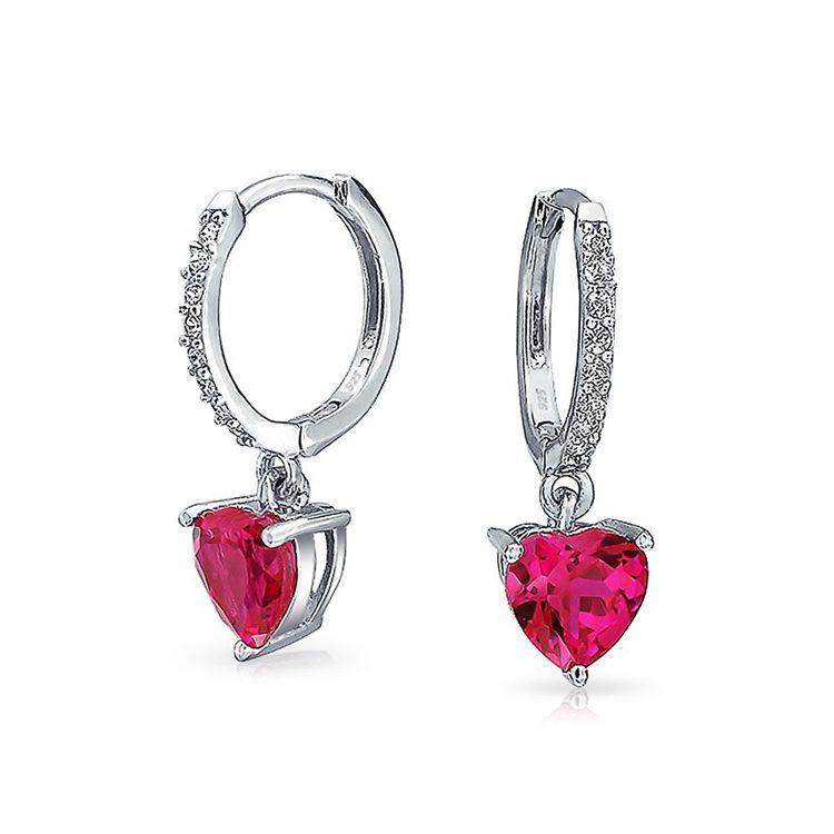 Pendientes de Plata de Ley 925 con Clip en Forma de Corazón y Rubí, con Logotipo Personalizado, Joyería de Plata, Pendientes con Dije de Mascota, Engaste de Garra