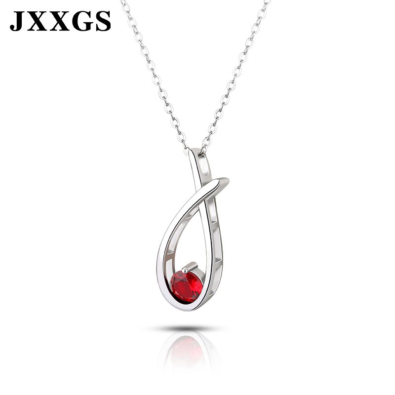 Collar con Colgante de Cristal Rojo en Plata de Ley 925, Elegante Diseño de Gota de Agua, Joyería para Mujer, Diseño Personalizado, Proveedor OEM ODM