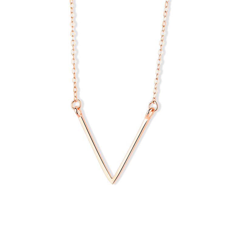 Collar en Forma de V de Plata de Ley 925 Chapado en Oro Rosa, Colgante Geom&eacute;trico Minimalista para Mujer, Joyer&iacute;a para Uso Diario Informal