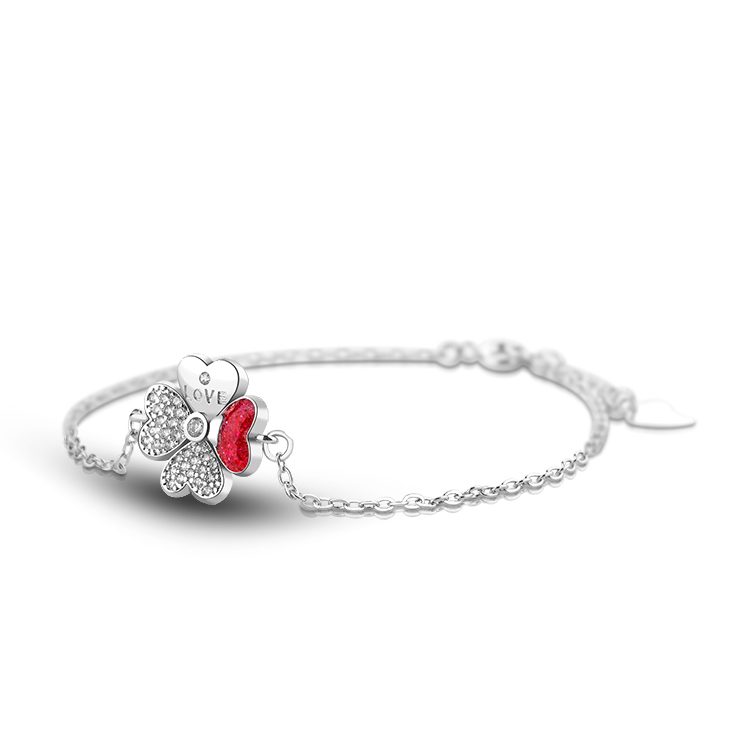 Elegante Brazalete Minimalista de Plata 925 con Tr&eacute;bol de Cuatro Hojas para Mujer, Dise&ntilde;o Adecuado para Uso Diario en la Oficina y Salidas de Fin de Semana