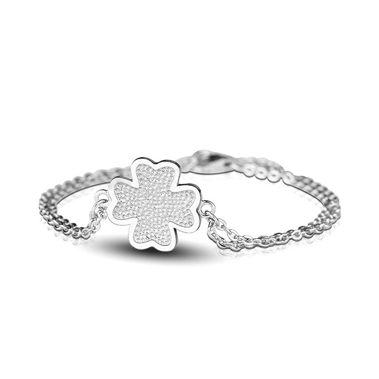 Pulsera de Tr&eacute;bol de Cuatro Hojas en Plata de Ley 925 Chapada en Oro para Mujer, Hipoalerg&eacute;nica, Resistente al Deslustre, para Uso Diario, Regalo de Cumplea&ntilde;os