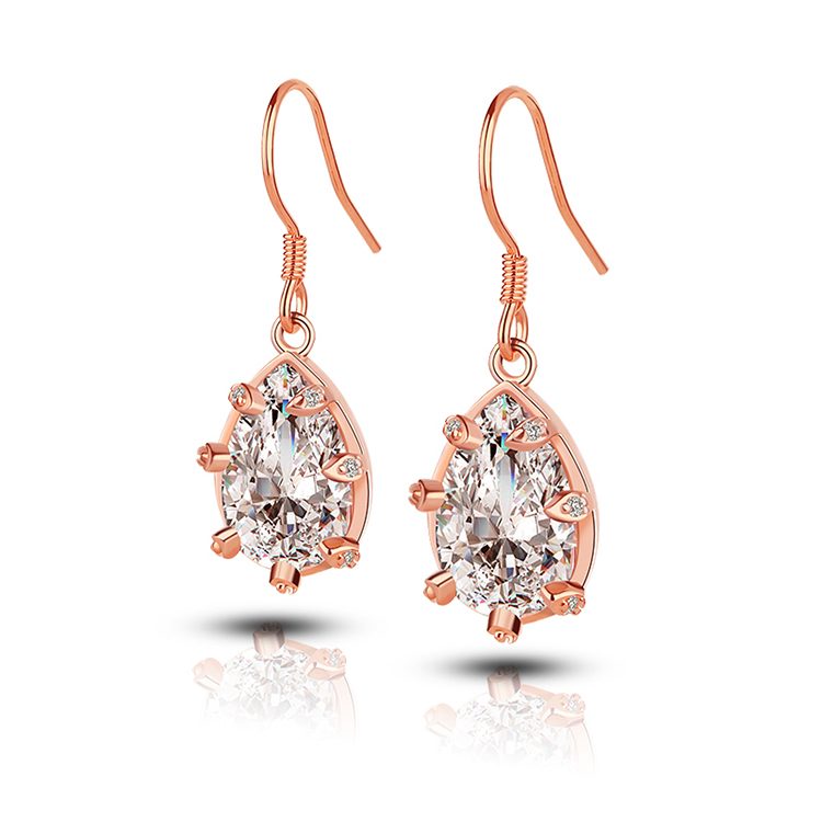 Pendientes de Plata de Ley 925 con Circonita C&uacute;bica en Forma de Pera para Mujer, Joyer&iacute;a Fina de Oro Rosa, Venta al Por Mayor Personalizada